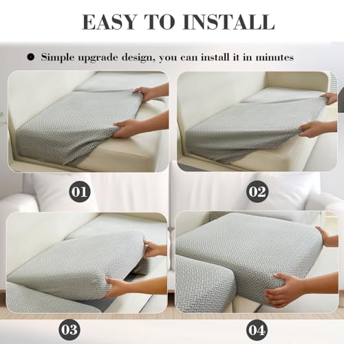 Sofa Covers Couch Covers for Sofa Pet Friendly Couch Cushion Covers Universal Sofa Covers Washable Stretch Slipcovers for Sectional Sofa (Texture Light Gray / Extra Large Single Seat Cover)