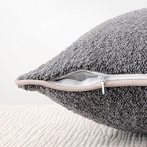 Boucle Throw Pillow Covers for Couch (Grey / 26" x 26" (Pack of 2))
