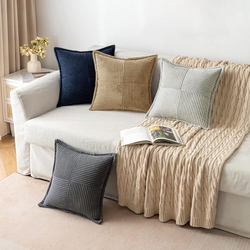 Decorative Euro Sham Throw Pillow Covers 22x22 Inch Khaki 2 Pack (Khaki / 22" x 22" (Pack of 2))