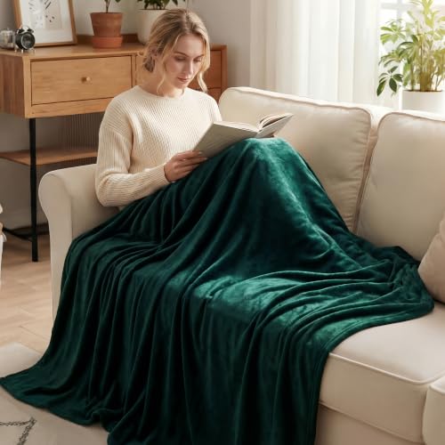 Soft Large Fleece Throw Blanket for Couch (Forest Green / Throw XL (50" x 70"))