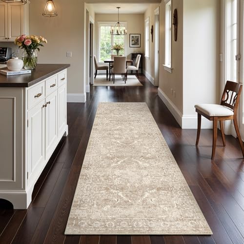 3x10 Washable Hallway Runner Rug (Natural Beige / 3x10)