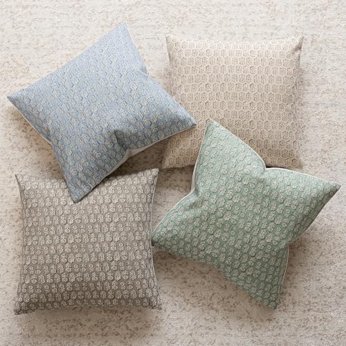 Decorative Floral Print Throw Pillow Covers 20×20 Powder Blue (20" x 20" (Pack of 2) / Powder Blue)