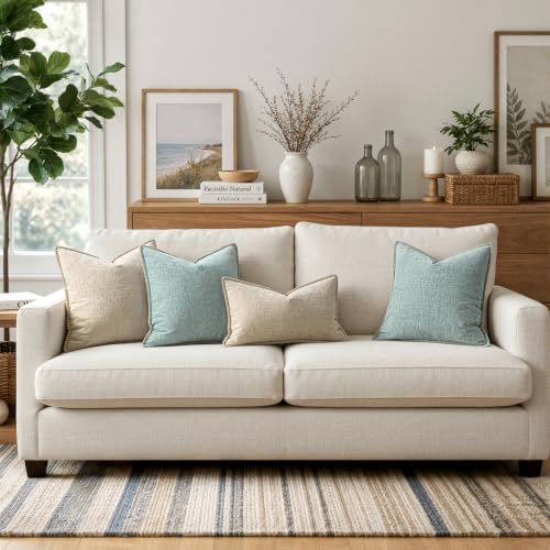Decorative Couch Throw Pillow Covers 20x20 Inch Coastal Light Blue (Aqua Haze / 20" x 20" (Pack of 2))