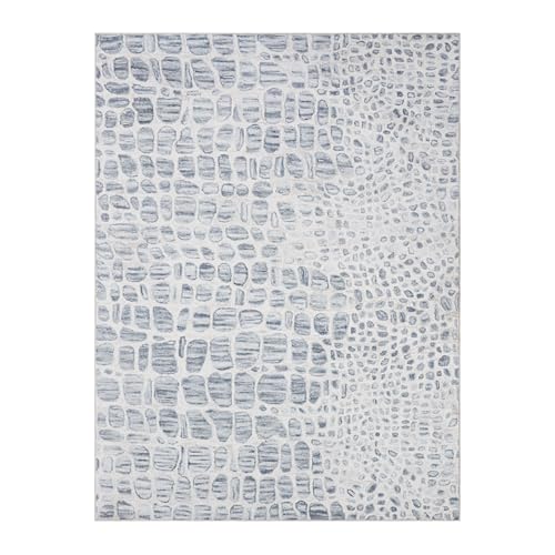 8x10 Washable Area Rugs for Living Room (8' x 10' (Rectangular) / White-blue-gray)