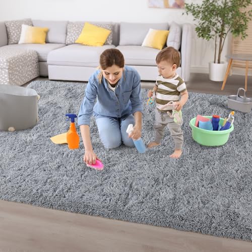 Soft Area Rugs for Bedroom Living Room Plush Fluffy Rug 5x8 (Grey / 5' x 8' (Rectangular))
