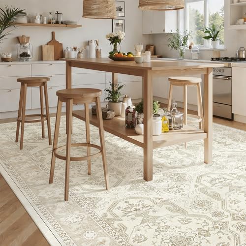 8x10 Area Rugs Large Washable Living Room Rug Non (Beige/Brown / 8' x 10' (Rectangular))