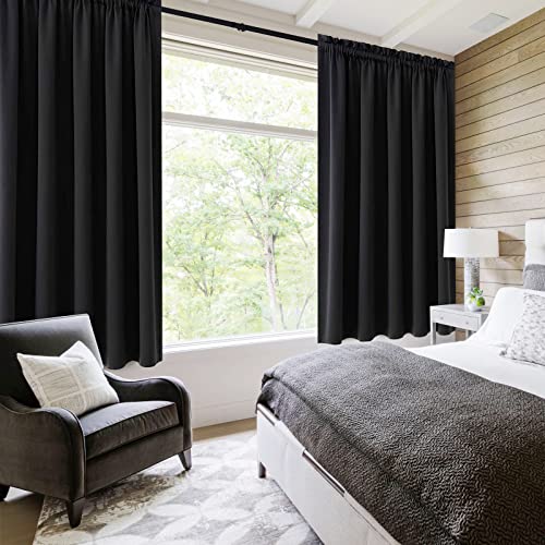 Short Blackout Curtains 60 x 36 Inch Long for Kitchen RV Bunk Black (Black / 60"W x 36"L (Pack of 2))