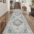 Hallway Runner Rug 3x14 Washable Kitchen Runners Long (Blue / 3' x 14' (Runner))