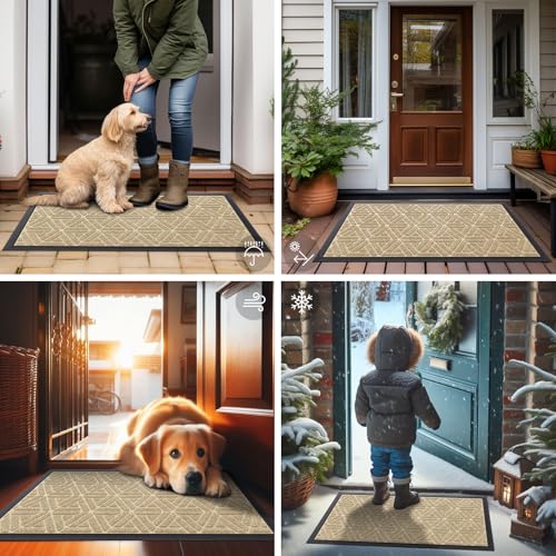 Front Door Mat Outside Entrance (Beige / 47" X 32")