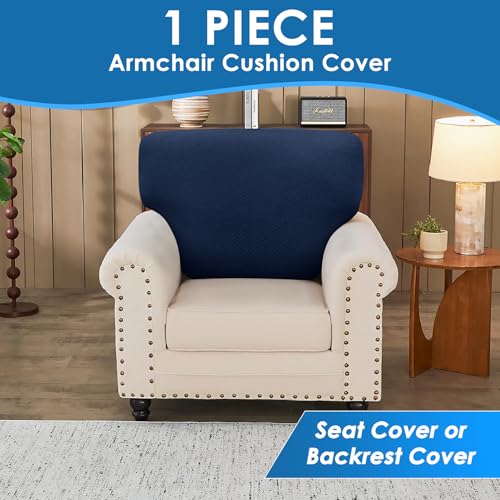 1 Piece Stretch Couch Cushion Covers Individual Sofa Slipcovers (Single Seat Cushion/Backrest / Navy Blue)