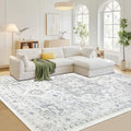 8x10 Washable Area Rugs for Living Room (8' x 10' (Rectangular) / Grey-cream-ivory)