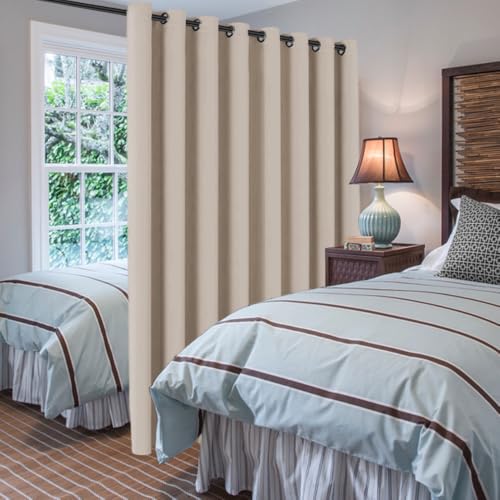 Blackout Patio Curtains 100 x 108 Inches for Sliding Door Extral Wide Blackout Curtain Panels Thermal Insulated Room Divider (100"W x 108"L (Pack of 1) / Fog)