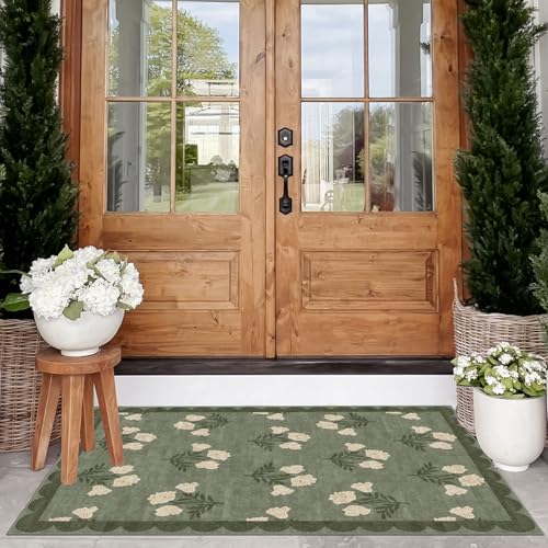 Floral Outdoor Rug (Flower - Green / 2'4" x 3'7" (Rectangular))