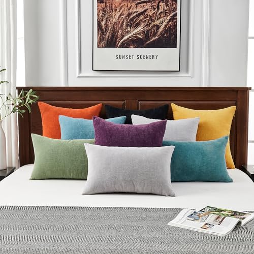 Decorative Square Throw Pillow Covers 22"x22" Inch Set of 2 (Orange / 22" x 22" (Pack of 2))