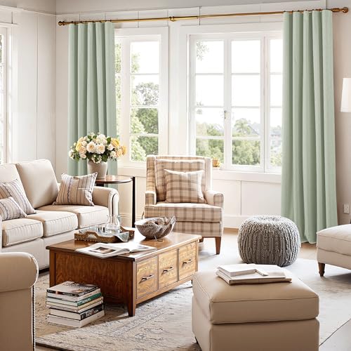 100% Blackout Sage Green Linen Curtains (Z - Sage Green / 52"W x 108"L (Pack of 2))