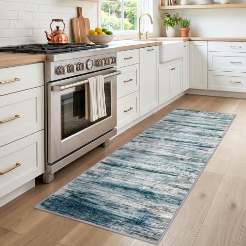 Modern Abstract Hallway Runner Rug 2x6 Washable Rug Runner Blue (Blue / 2' x 6' (Runner))
