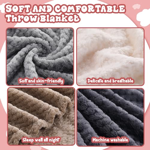 4 Pcs Fleece Throw Blanket (Neutral Color)