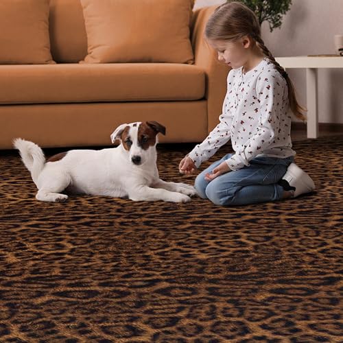 Faux Antelope Cheetah Print Rug (Dark Brown / 5'2" x 7' (Rectangular))
