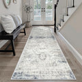 Washable Runner Rug 2'6"x8' Kitchen Hallway Runners Blue (Blue/Ivory / 2'6" x 8' (Runner))
