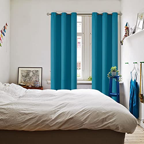 Peacock Blue Blackout Curtains for Bedroom 72 Inch Long (Peacock Blue / 42"W x 72"L (Pack of 2))