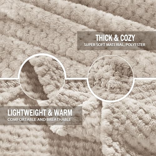 Large Waffle Fleece Throw Blanket for Couch (Tan / 50x70 in)