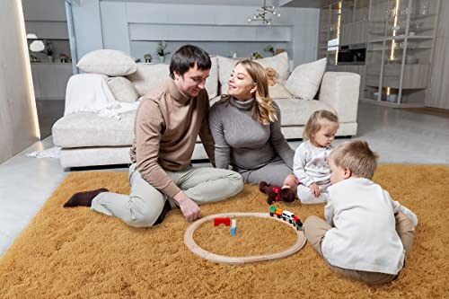 Ultra Soft Indoor Modern Area Rugs Fluffy Living Room Carpets for Children Bedroom Home Decor Nursery Rug 6x9 Feet (Khaki / 6' x 9' (Rectangular))
