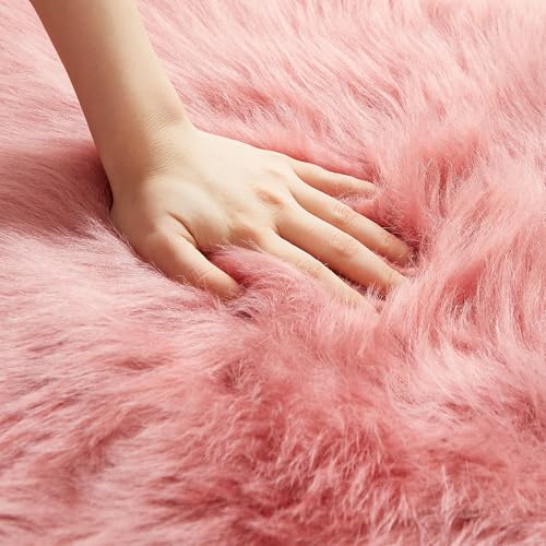 Faux Fur Rug Blush Pink Small Area Rug (2' x 3' (Sheepskin) / Blush Pink)