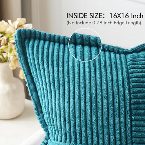 Decorative Throw Pillow Covers for Couch 16x16 Inch Teal Blue 2 Pack (Teal Blue / 16" x 16" (Pack of 2))