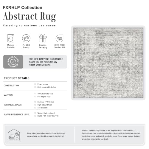 Area Rug Living Room (Retro Black Grey / 8' x 8' (Square))