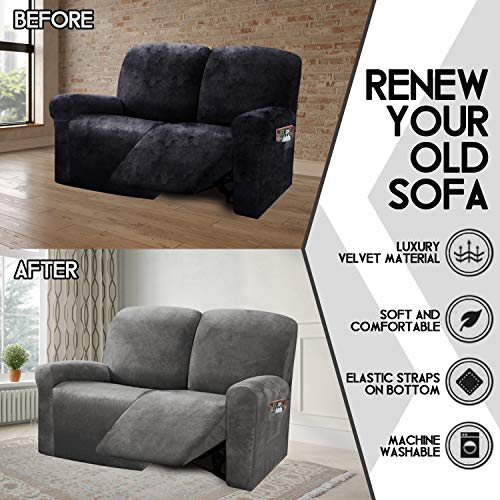 Reclining Love Seat Slipcover (Dark Grey)