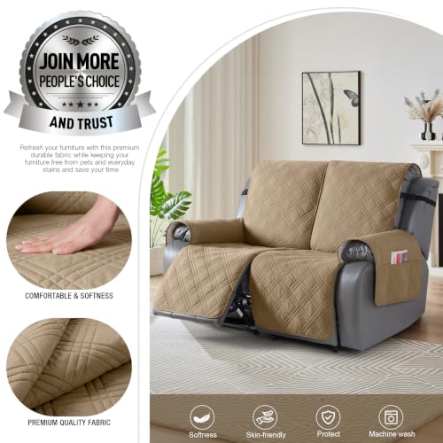 100% Waterproof Loveseat Recliner Covers 2 Seater (Camel / 2 Seater Standard)
