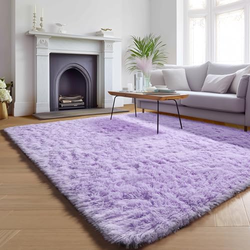 Purple Rugs for Living Room Bedroom (Light Purple / 5' x 8' (Rectangular))