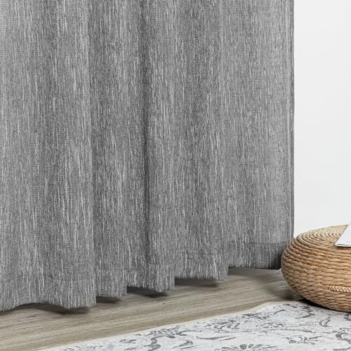 95 Inch Curtains Farmhouse Light Filtering Privacy Curtain Drapes for Patio Door Living Room (50"W x 95"L (Pack of 2) / Dark Grey)