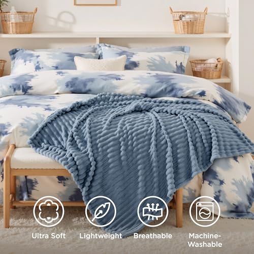 Soft Blue Throw Blanket for Couch Decor Gifts 50"x60" (Blue / Throw)