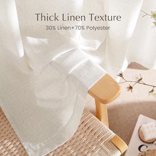 Vanilla Thick Linen Curtains 84 Inches Long (Vanilla / 55"W x 84"L (Pack of 2))