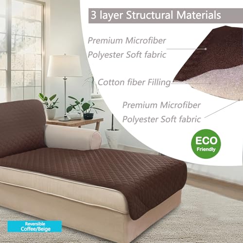 Sectional Couch Cover Chaise Lounge Cover (Coffee/Beige / Lounge Chaise)
