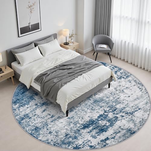 Round Area Rug Living Room (Blue / 5' (Round))