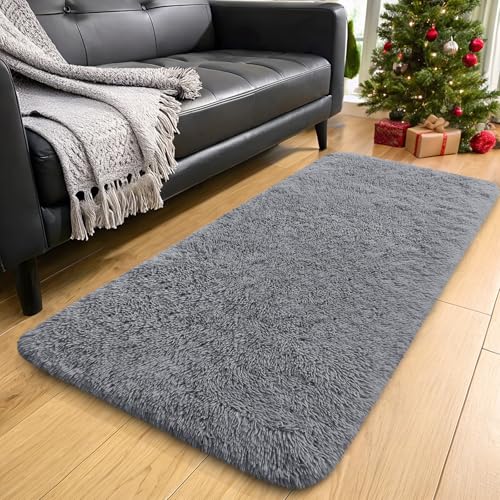 2x4 Machine Washable Runner Rugs for Hallway (2x4 Ft / Light Grey)