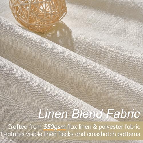 100 Inch Custom Linen Blackout Curtains (Beige / 52"W x 100"L (Pack of 2))