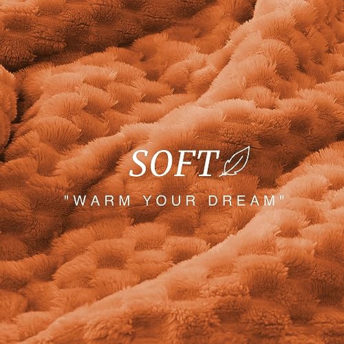 Turtle Shell Twin Size Throw Blanket Orange for Couch & Sofa (Orange / Twin)