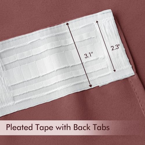 Dusty Rose Back Tab Blackout Curtains 52x63 Inches Long 2 Panels Set (Dusty Rose / 52"W x 63"L (Pack of 2))