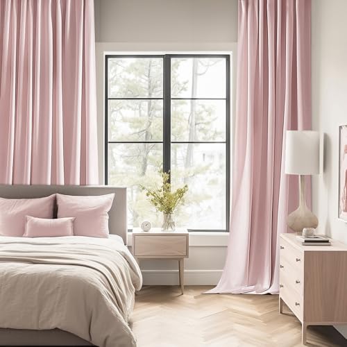 Light Pink Back Tab Blackout Curtains 52x63 Inches Long 2 Panels Set (Light Pink / 52"W x 63"L (Pack of 2))