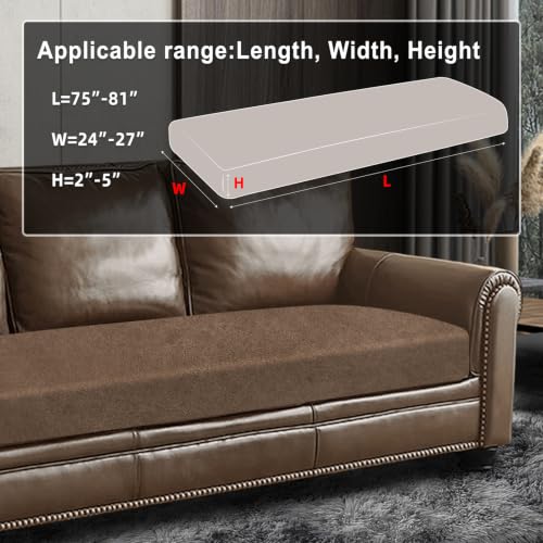 Leather Look Couch Cushion Covers Sofa Seat Slipcovers Sets Couches Furniture Protector for Sectional Armchair Loveseat Pets Kids Stretch Spandex Fabric (1 Cushion XL Sofa / 01 Brown)