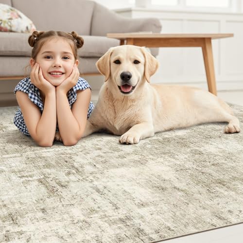 9x12 Area Rugs for Living Room Washable Rug Abstract Beige (Beige/Gray / 9' x 12' (Rectangular))
