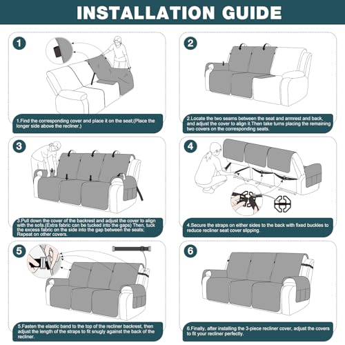 100% Waterproof Recliner Sofa Cover (Peacock Blue / 3 Seater Standard)