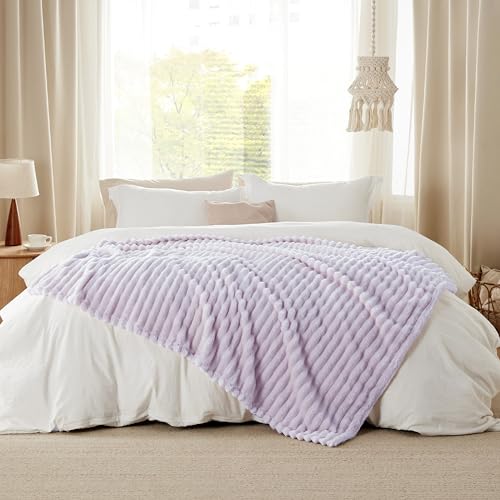 Soft Twin Blanket for Bed Decor Gifts Lavender Fog 60"x80" (Lavender Fog / Twin)