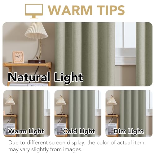 100% Blackout Linen Curtains 54" L 2 Panels Heathered Tea (Heathered Tea / 52"W x 54"L (Pack of 2))