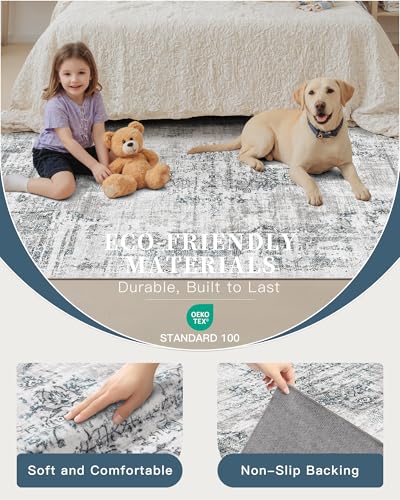 8x10 Area Rugs for Living Room (Blue/Grey / 8' x 10' (Rectangular))