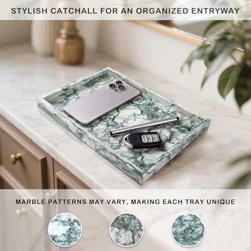 Marble Bathroom Tray for Countertop & Home Decor (Jade Green)