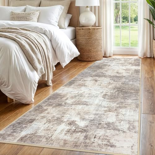 Abstract Runner Rug 3x8 Ft Washable Runners for Hallways (Gold/Yellow/Brown/Beige/White / 3' x 8' (Rectangular))